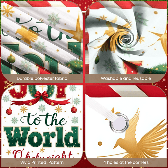 Decorative Design Christmas Banner Holy Night Joy to the World Holiday Decoration Outdoor Indoor Christmas Celebration Banner for Church Event Family Gathering Gift Decoration
