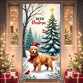 thumbnail image 1 of Decorative Design Christmas Banner with Red Car and Golden Retrievers for Holiday Celebration Winter Festive Event, 1 of 9