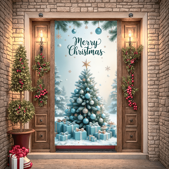 Decorative Design Christmas Gift Banner Festive Bow Holiday Background for Christmas Party Celebration Event Decoration