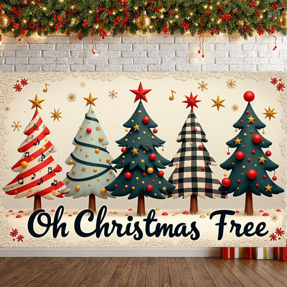 Decorative Design Christmas Trees Festive Celebration Musical Elements Christmas Decoration for Holiday Party Winter Event Family Gathering
