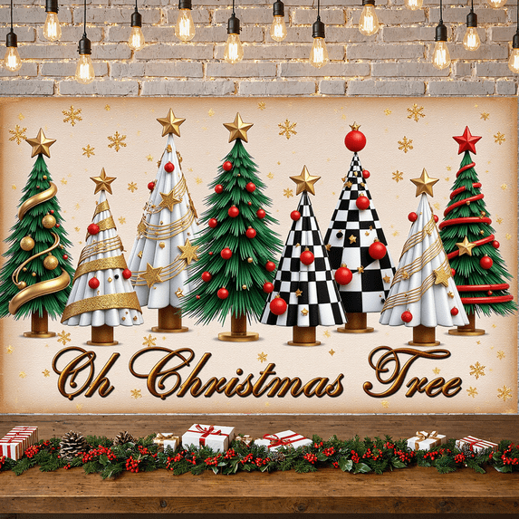 Decorative Design Christmas Trees Festive Celebration Musical Elements Christmas Decoration for Holiday Party Winter Event Family Gathering