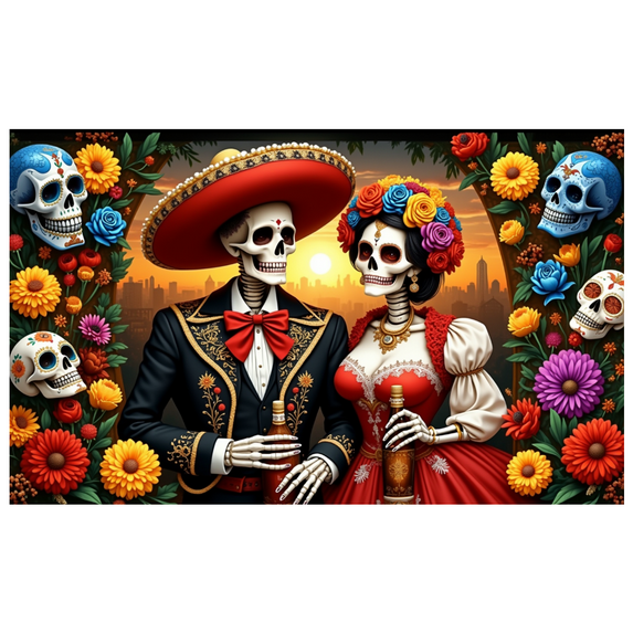 Decorative Design Day of the Dead Banner Colorful Theme Sugar Skull Design for Mexican Festival Celebration Holiday Party