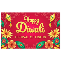 Decorative Design Diwali Banner Colorful Theme Festival of Lights Polyester Material Floral Design for Indian Festival Home Decoration Outdoor Celebration