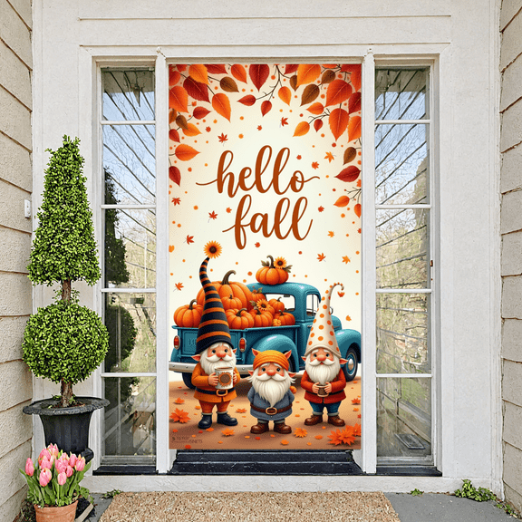 Decorative Design Fall Banner Polyester Material Autumn Gnome Decorative Fall Decoration Hello Fall for Seasonal Party Indoor Decoration Home Decor