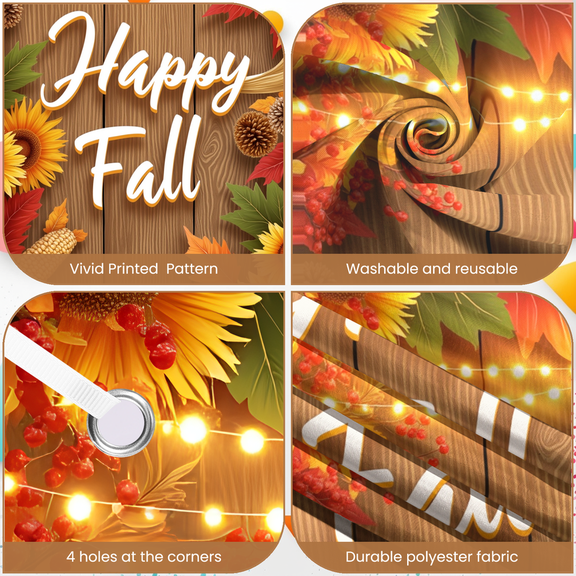 Decorative Design Fall Banner Seasonal Autumn Thanksgiving Decoration Rustic Harvest Theme for Indoor Decoration Holiday Celebration Party Background