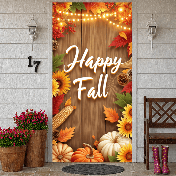 Decorative Design Fall Banner Seasonal Autumn Thanksgiving Decoration Rustic Harvest Theme for Indoor Decoration Holiday Celebration Party Background