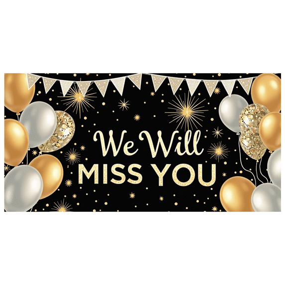 Decorative Design Farewell Banner Balloon Decoration Goodbye Party Decoration Confetti Background Farewell Banner for Farewell Party Office Event Colleague Goodbye