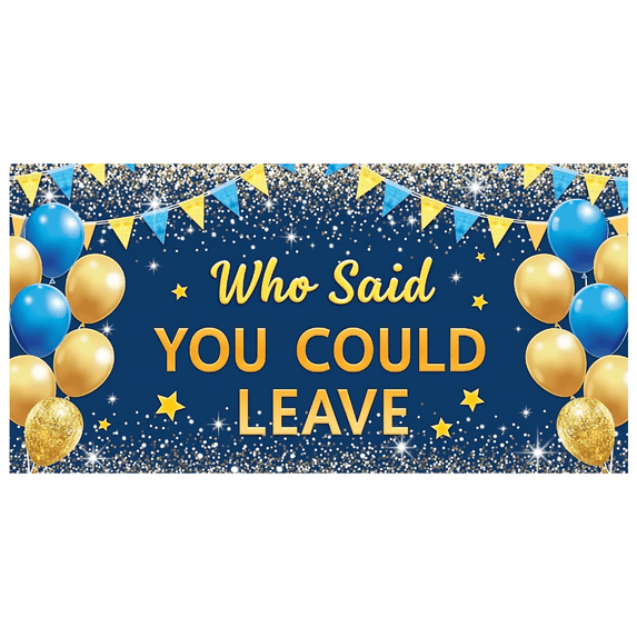 Decorative Design Farewell Banner Colorful Theme Retirement Party Banner Sparkling Gold Blue Balloons for Farewell Party Goodbye Celebration Retirement