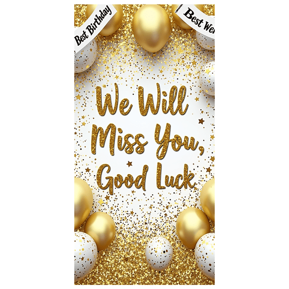 Decorative Design Farewell Banner Glitter Gold Theme Balloon Decoration for Farewell Party Retirement Celebration Indoor Event