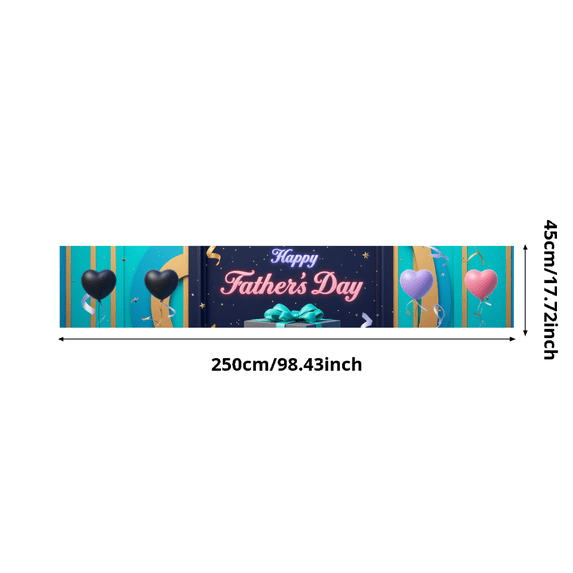 Decorative Design Father's Day Banner Heart Balloons Blue Ribbon Gift Decoration Celebration Banner for Family Event Holiday Celebration Photo Prop