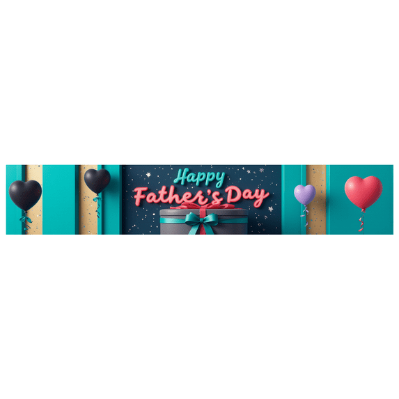 Decorative Design Father's Day Banner Heart Balloons Blue Ribbon Gift Decoration Celebration Banner for Family Event Holiday Celebration Photo Prop
