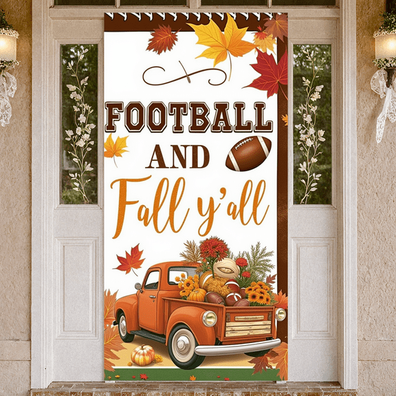 Decorative Design Football Banner Autumn Leaves Theme Pumpkin Decoration for Fall Festival Outdoor Event Seasonal Party
