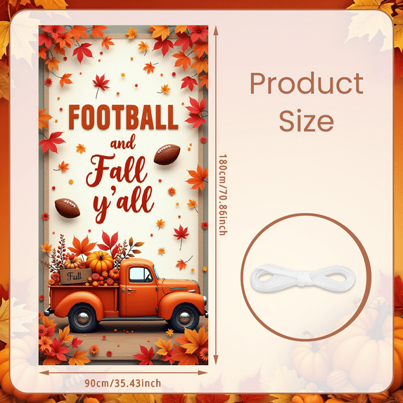 Decorative Design Football Banner Autumn Leaves Theme Pumpkin Decoration for Fall Festival Outdoor Event Seasonal Party