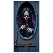 Decorative Design Halloween Banner Spooky Theme Door Decoration Horror Scary Prop for Halloween Party Haunted House Event Decoration