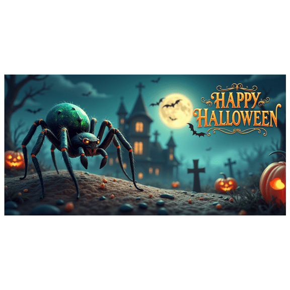 Decorative Design Halloween Banner Spooky Theme Night Background Spider Decoration Haunted House Pumpkins for Halloween Party Event Outdoor Decoration