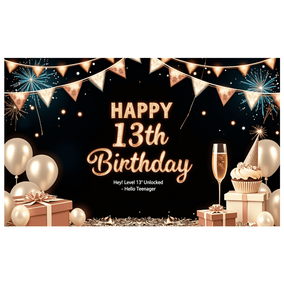 Decorative Design Happy 13th Birthday Banner Colorful Theme Party Decoration Balloon Decoration Celebration Banner for Teen Birthday Party Indoor Decoration Kids Celebration