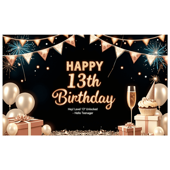 Decorative Design Happy 13th Birthday Banner Colorful Theme Party Decoration Balloon Decoration Celebration Banner for Teen Birthday Party Indoor Decoration Kids Celebration