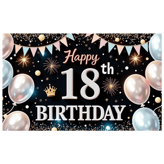 Decorative Design Happy 18th Birthday Banner Balloon Decoration Party Decoration for Birthday Party Indoor Decoration Photo Shoot