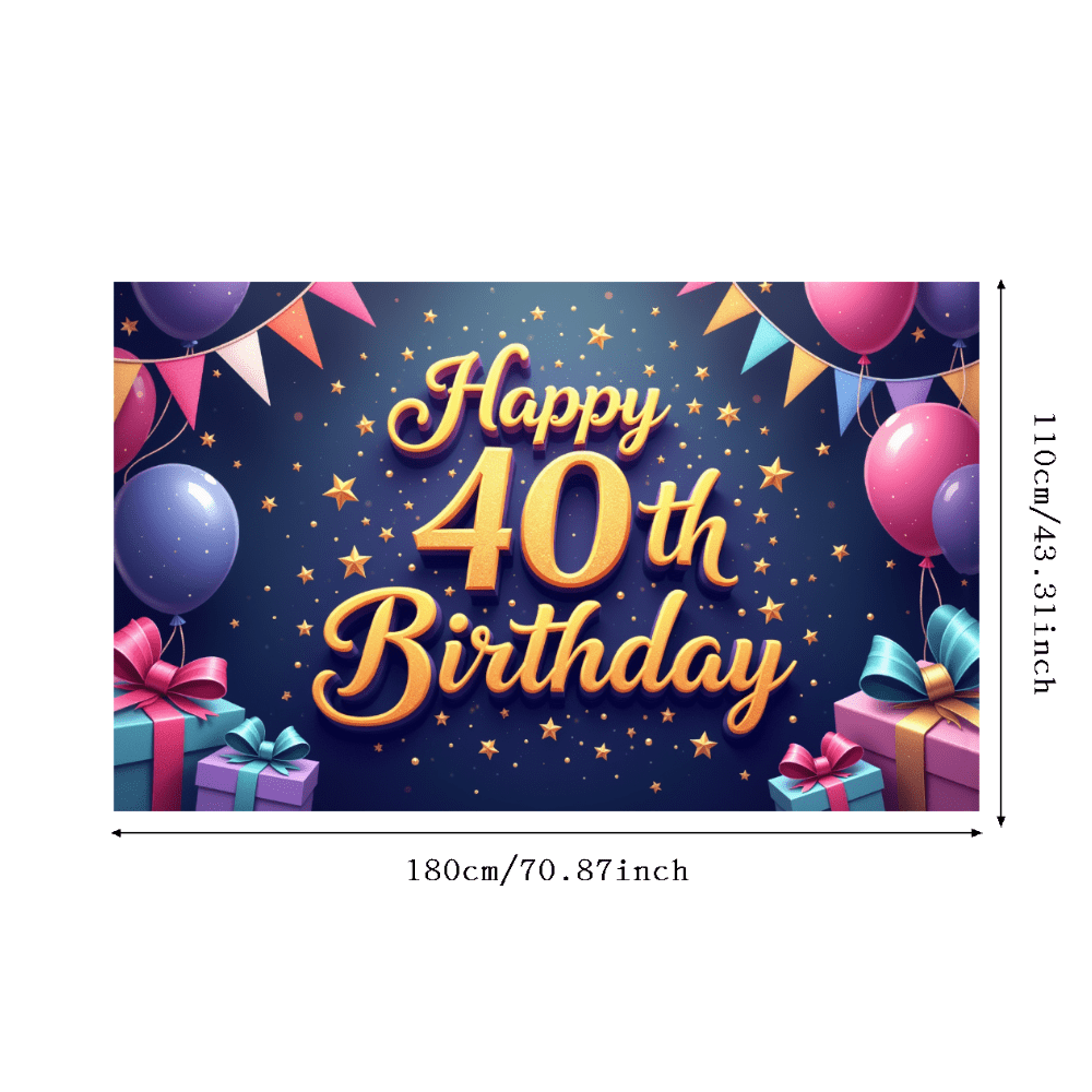 Decorative Design Happy 40th Birthday Banner Colorful Theme Balloon ...