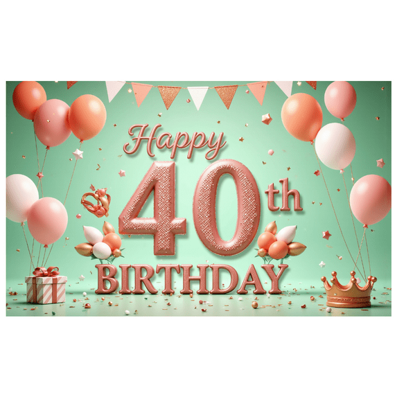 Decorative Design Happy 40th Birthday Colorful Banner Birthday Party Decoration Balloon Decoration Event Banner for Adult Celebration Indoor Decoration Holiday Celebration