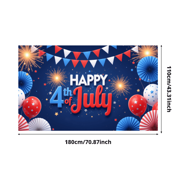 Decorative Design Happy 4th of July Balloon Banner Patriotic Colors Festive Elements for Independence Day Party Celebration Holiday Event