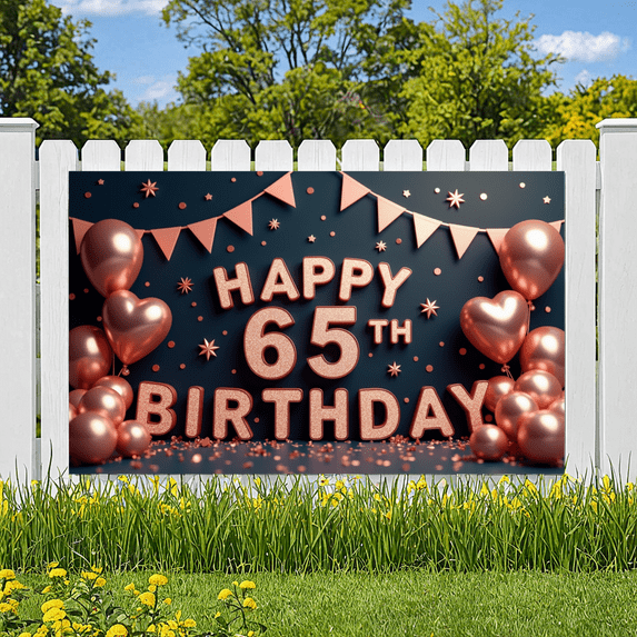 Decorative Design Happy 65th Birthday Banner Balloon Decoration Party Decoration Birthday Party for Senior Celebration Event