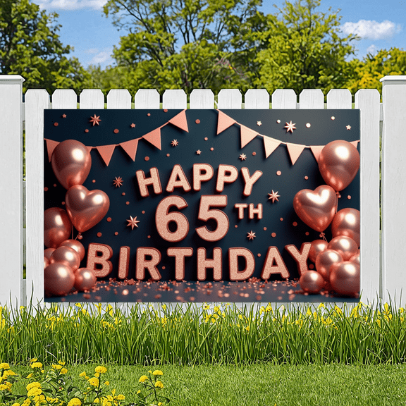Decorative Design Happy 65th Birthday Banner Balloon Decoration Party Decoration Birthday Party for Senior Celebration Event