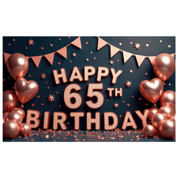 Decorative Design Happy 65th Birthday Banner Balloon Decoration Party Decoration Birthday Party for Senior Celebration Event