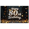 thumbnail image 1 of Decorative Design Happy 80th Birthday Banner Elegant Style Crown Decoration Backdrop for Milestone Celebration Event Decoration Holiday Party, 1 of 8
