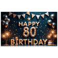 thumbnail image 1 of Decorative Design Happy 80th Birthday Celebration Banner for Senior Party Event Photography, 1 of 8