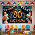 thumbnail image 1 of Decorative Design Happy 80th Birthday Celebration Banner for Senior Party Event Photography, 1 of 9