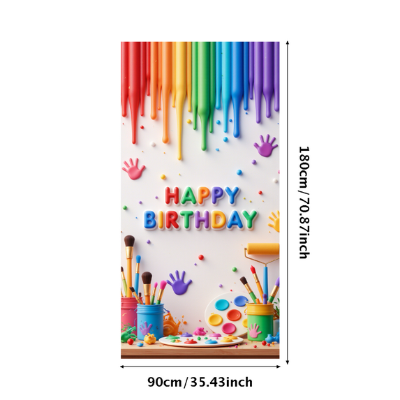 Decorative Design Happy Birthday Art Theme Colorful Paint Banner for Birthday Celebration Children Party Event
