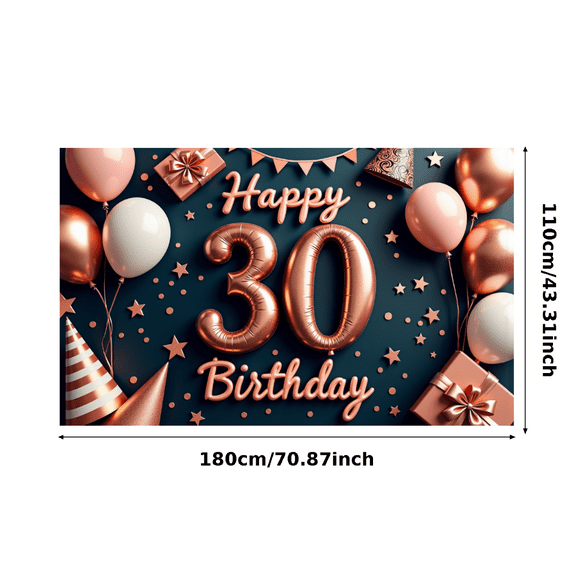 Decorative Design Happy Birthday Banner Balloon Decoration 30th Birthday Event Banner for Birthday Party Indoor Decoration Party Celebration