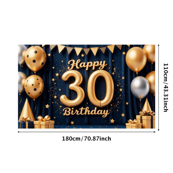 Decorative Design Happy Birthday Banner Balloon Decoration 30th Birthday Event Banner for Birthday Party Indoor Decoration Party Celebration