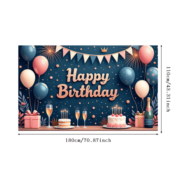 Decorative Design Happy Birthday Banner Balloon Decoration Birthday Party Banner Cake Decoration for Birthday Celebration Indoor Decoration Kids Party