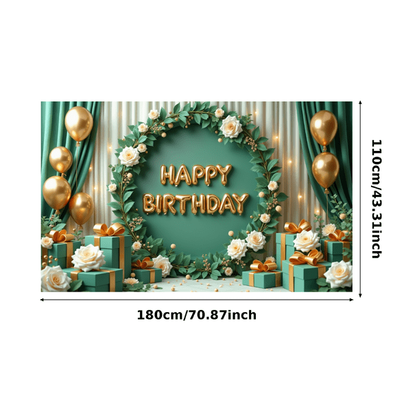 Decorative Design Happy Birthday Banner Balloon Decoration Floral Elements Celebration Banner for Birthday Party Event Decoration Indoor Celebration
