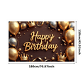 thumbnail image 1 of Decorative Design Happy Birthday Banner Balloon Decoration Glitter Crown Elegant Backdrop for Birthday Celebration Indoor Party Event Background, 1 of 7