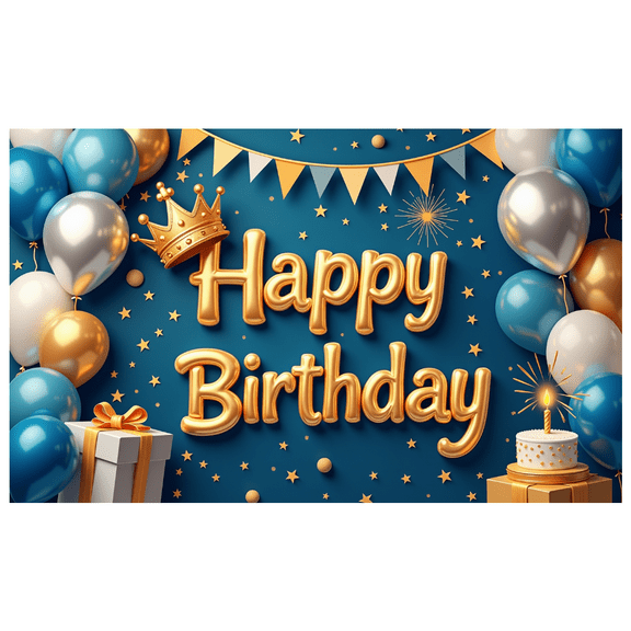 Decorative Design Happy Birthday Banner Balloon Decoration Party Backdrop Crown Theme for Birthday Party Indoor Celebration