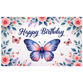 thumbnail image 1 of Decorative Design Happy Birthday Banner Butterfly Theme Floral Pattern for Garden Party Celebration, 1 of 7