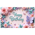 thumbnail image 1 of Decorative Design Happy Birthday Banner Butterfly Theme Floral Pattern for Garden Party Celebration, 1 of 7