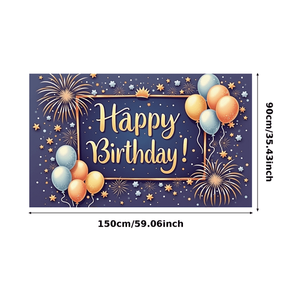 Decorative Design Happy Birthday Banner Colorful Balloons Celebration Backdrop for Birthday Party Event Decoration Photo Shoot