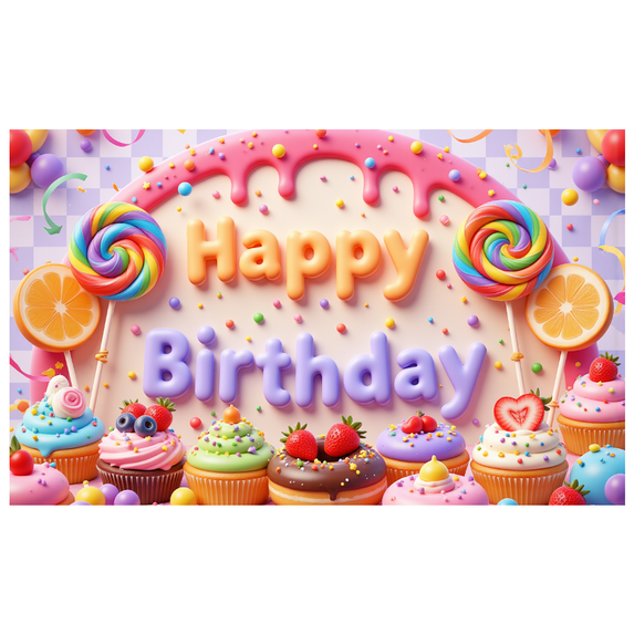 Decorative Design Happy Birthday Banner Colorful Theme Birthday Party Donut Decoration for Kids Party Event Celebration Decoration