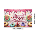 thumbnail image 1 of Decorative Design Happy Birthday Banner Colorful Theme Birthday Party Donut Decoration for Kids Party Event Celebration Decoration, 1 of 8