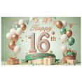 thumbnail image 1 of Decorative Design Happy Birthday Banner Crown Banner Balloon Decoration Polyester for Teen Party Indoor Celebration Birthday Event, 1 of 7