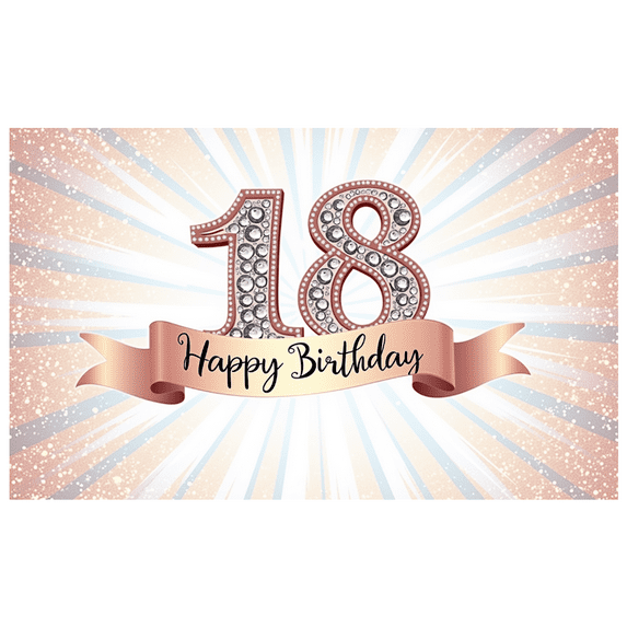 Decorative Design Happy Birthday Banner Flower Pattern 18th Birthday Party Decoration for Birthday Party Celebration Event Decoration