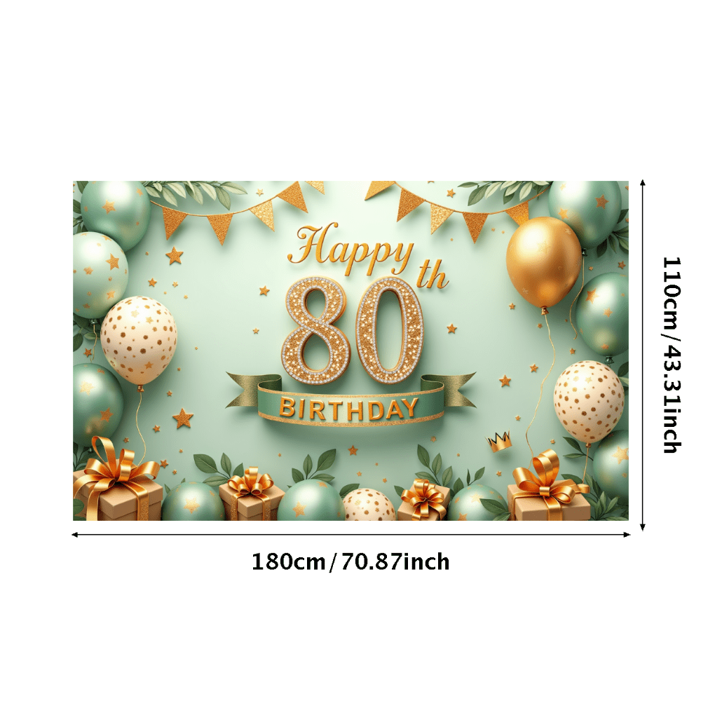 Decorative Design Happy Birthday Banner Golden Theme 80th Birthday ...