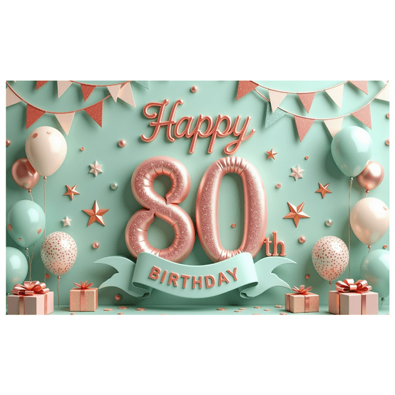 Decorative Design Happy Birthday Banner Golden Theme 80th Birthday Party Decoration for Birthday Party Event Celebration Milestone Celebration Indoor Decoration