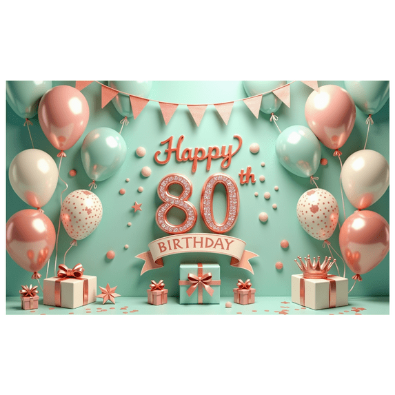 Decorative Design Happy Birthday Banner Golden Theme 80th Birthday Party Decoration for Birthday Party Event Celebration Milestone Celebration Indoor Decoration