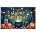 thumbnail image 1 of Decorative Design Happy Birthday Banner Halloween Theme Cat Pumpkin Party Backdrop for Halloween Celebration Kids Party Indoor Decoration, 1 of 8