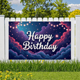 thumbnail image 1 of Decorative Design Happy Birthday Banner Night Sky Theme Pattern Birthday Celebration for Kids Party Indoor Decoration, 1 of 9